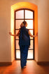 Midnight Bloom Blazer Saree